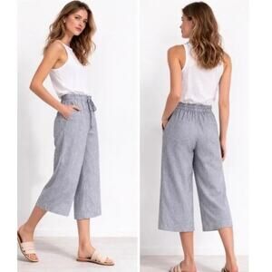 Marine Layer Aly Wide Leg Linen High Waist Cropped Pants, Size Small